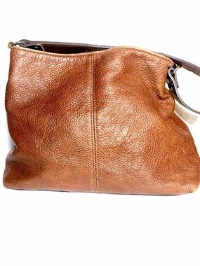 Katie K Pebbled Leather Shoulder Bag in Cognac Brown